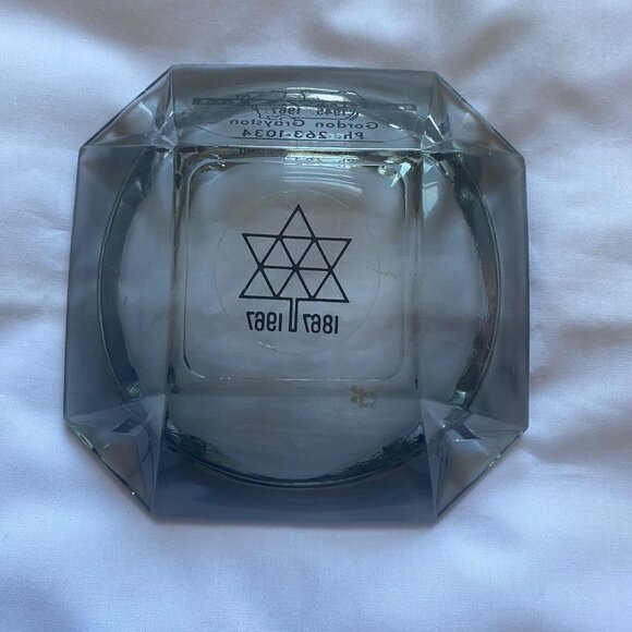 Vintage 1867 - 1967 Bud Cowan Two Tone Glass Ashtray Purple Gray 5" x 5" Collect - Picture 3 of 5